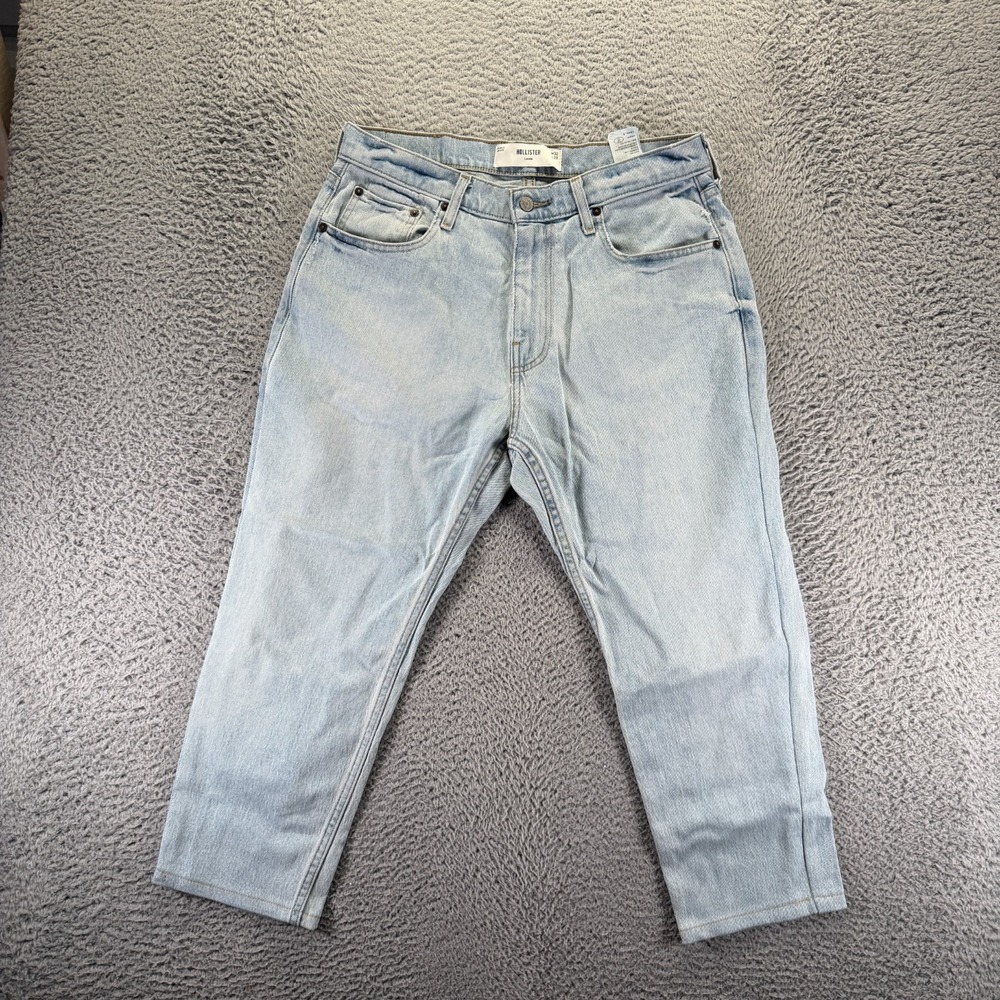 Hollister Jeans Mens 32x23 Blue Cotton Denim Tapered Leg Travel Workwear Stretch